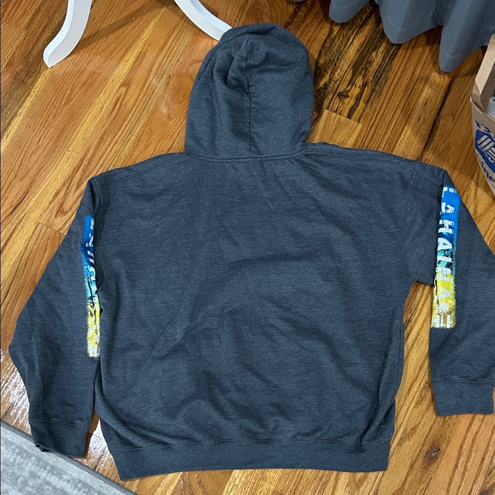 Hawaii Lahaina Charcoal Hoodie with Blue and Yellow Graphic - Picture 6 of 6